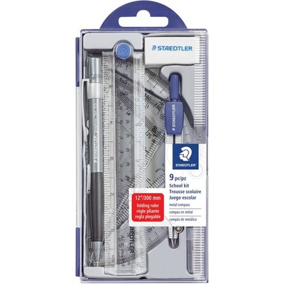 Staedtler Compass Math Set - 9 Piece(s) - Blue - 1 Set Staedtler STAEDTLER