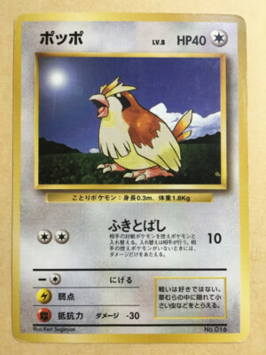 【PSA8】ポッポ 旧裏 初版 マーク無し PIDGEY 016 Pidgey Pokemon 1996 Base Set No Rarity 1st Edition Japanese 016 VG