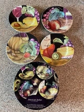 American Atelier 4 Plates NAPA #5309 Dessert Salad Cheese Fruit Wine Snack Food