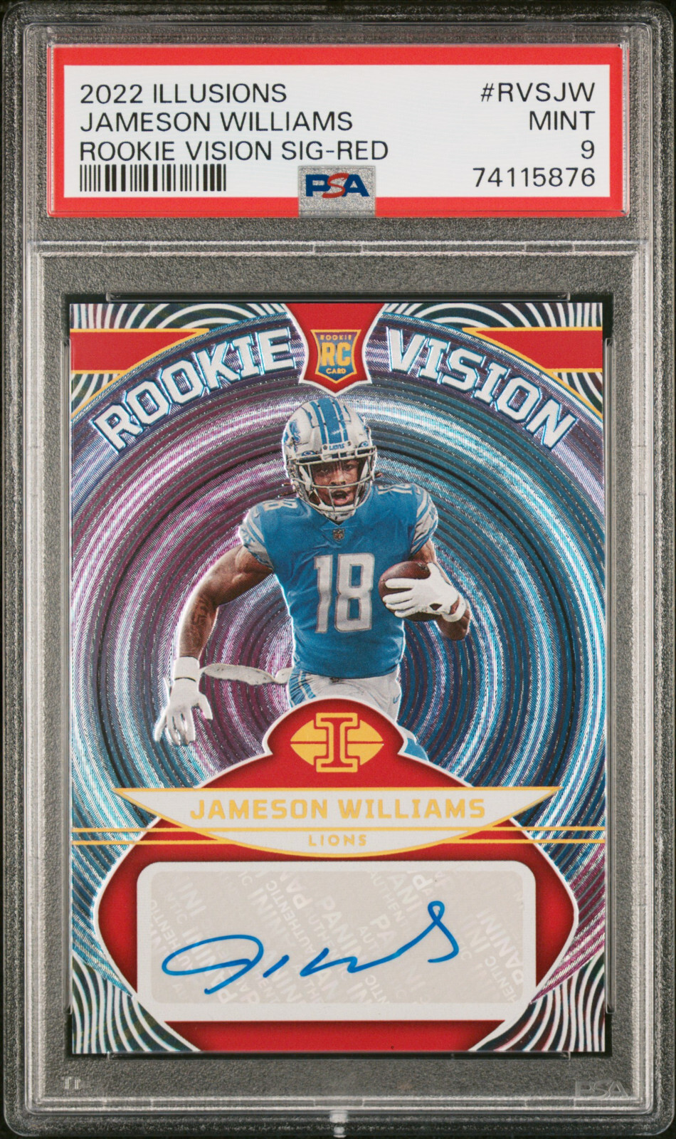 Jameson Williams Panini Illusions Rookie Vision Signatures #RVSJW Red