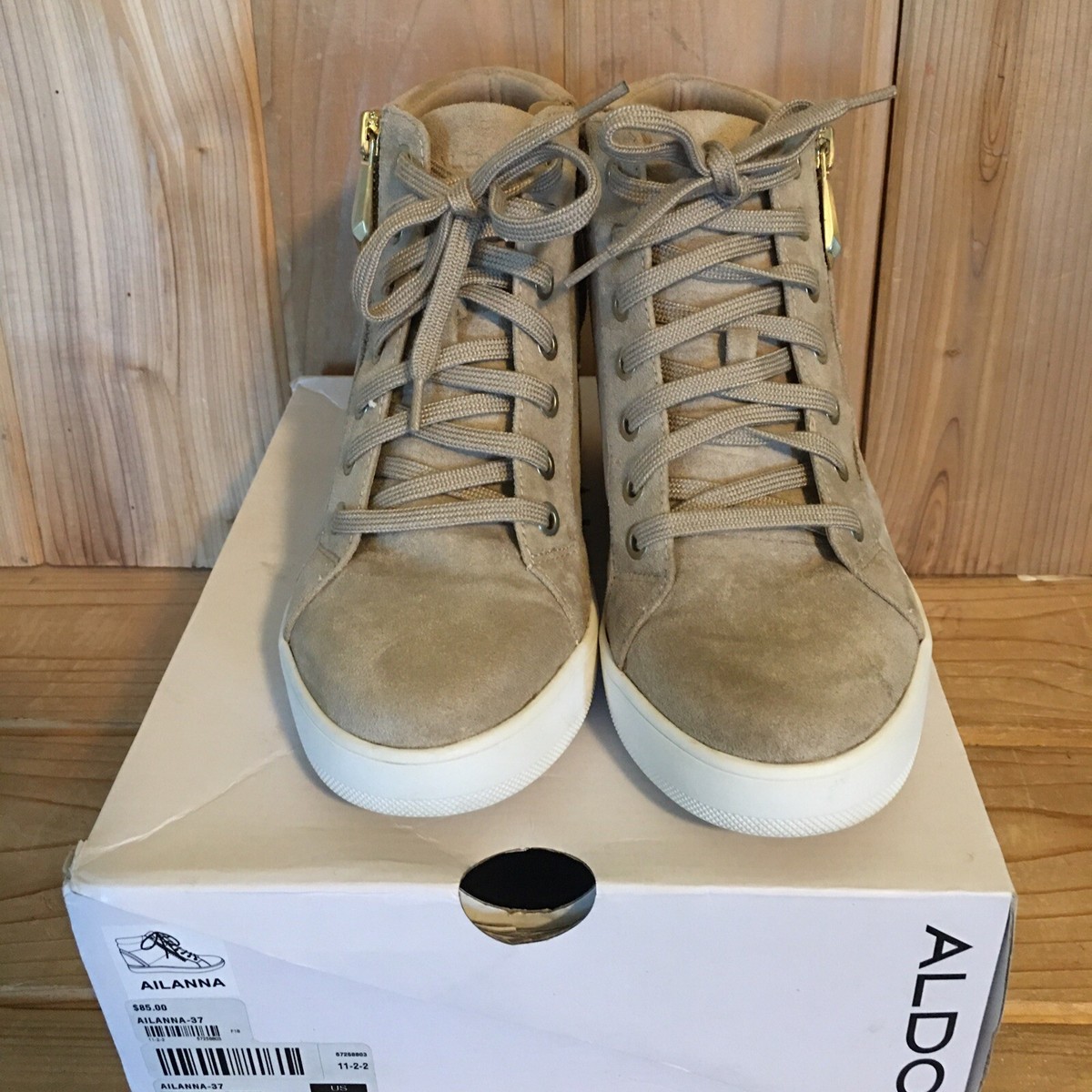 ALDO Zip lace high-top sneakers y2k・ギャル Aldo Shoes Womens 9 High Top Lace Up Round Toe Side Zips