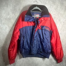 Vintage Yamaha Sportswear Puffer Jacket Large Blue Red Colorblock Quilted