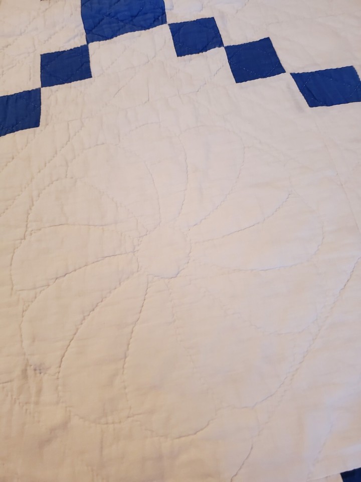 Nice Vintage Blue And White Hand Quilted Quilt eBay