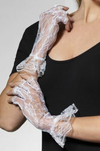 Guanti In Pizzo Senza Dita - Lunghi Fino Al Gomito, Nero - Foto 10