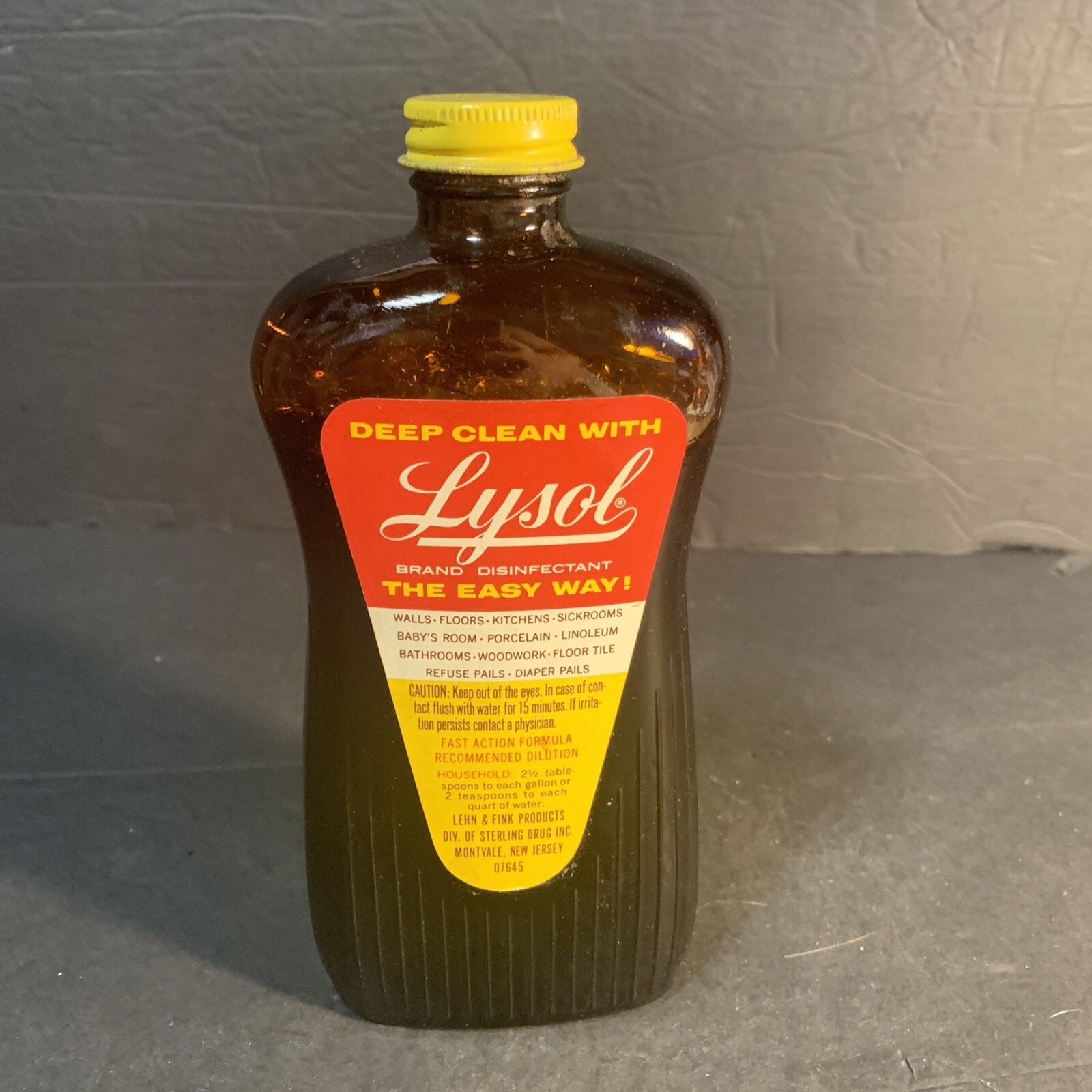 Vintage Lysol Bottle 1950s Era Brown Glass With Cap 7.25" 80 full eBay
