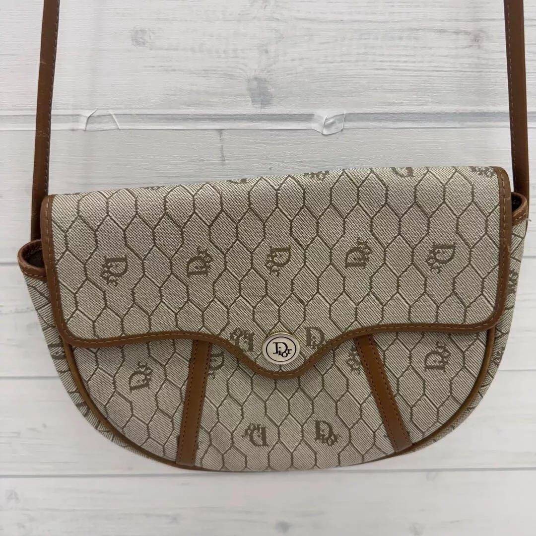 Sac bandoulière vintage CHRISTIAN DIOR toile selle beige logo bouton du Japon