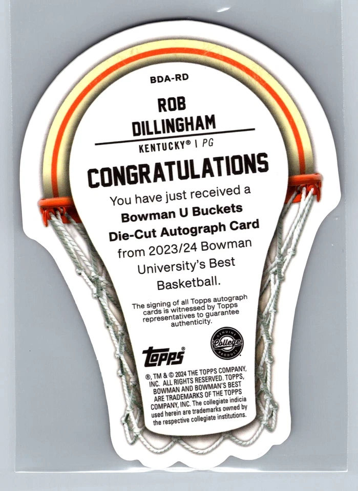 2023-24 Bowman's Best University Rob Dillingham Buckets Red Autograph /10 - Image 2 of 2