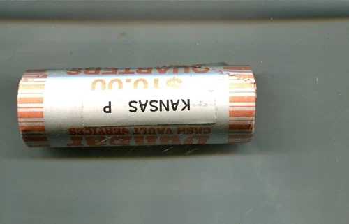 2005 KANSAS P $10 STATE QUARTER PAPER WRAPPED BANK 40 COIN ROLL CH BU 3309T