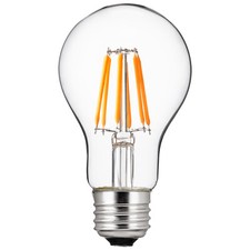 LED Edison A19 Light Bulb 6W, 40W, 600LM, E26, Clear Glass Filament, 2200K, 1PK