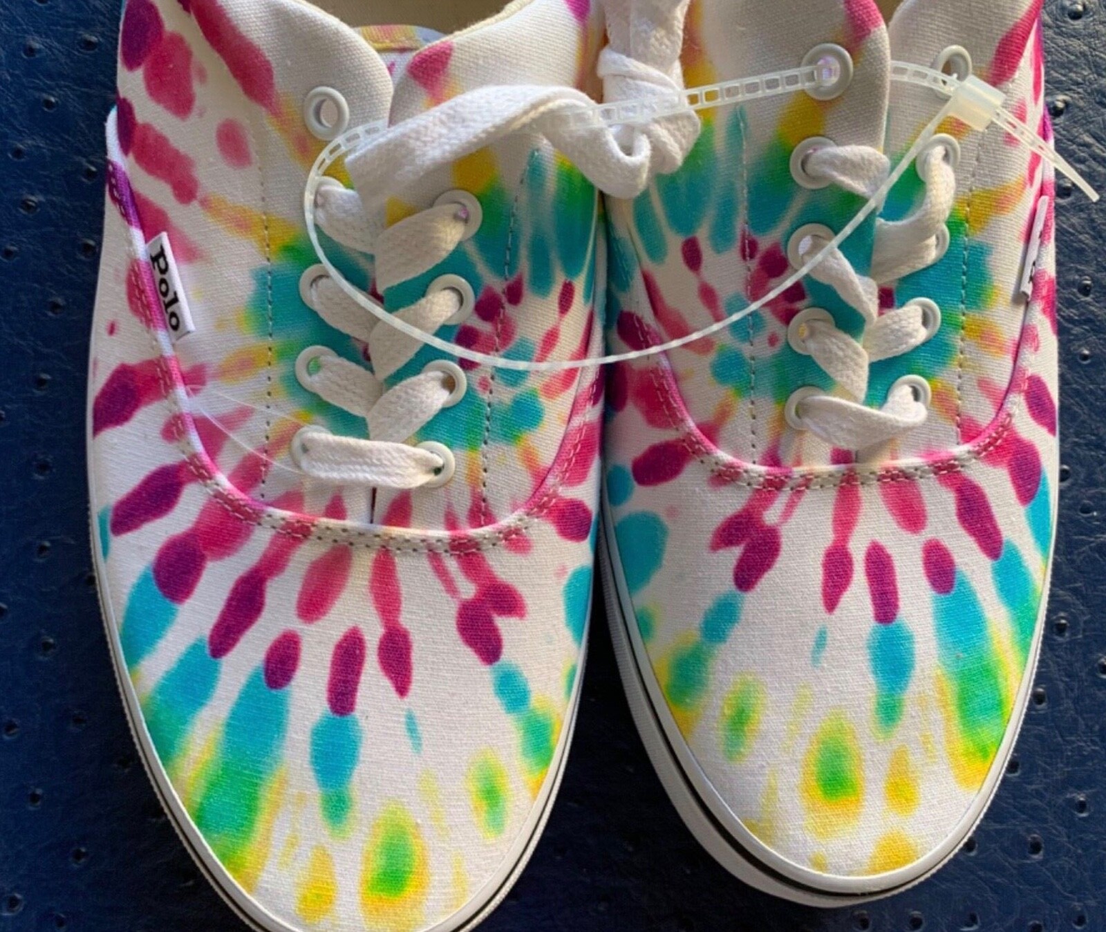 PONY POLO RALPH LAUREN THORNTON MULTICOLORE TYE DYE SCARPE DA GINNASTICA DÉCOLLETÉ NUOVE CON ETICHETTE UK 11