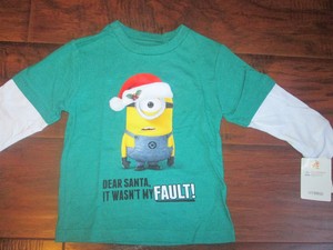 Boys-Girls-Christmas-MINION-DEAR-SANTA-IT-WASN-039-T-MY-FAULT-t-Shirt-sz-18m-or-4T