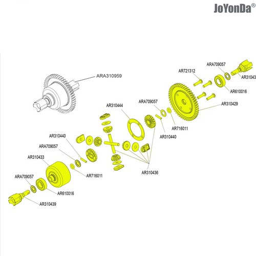 #ARA310959 Juego de diferencial central eje recto 50T engranaje de acero M1.0 para coche de radiocontrol Arrma - Imagen 3 de 18