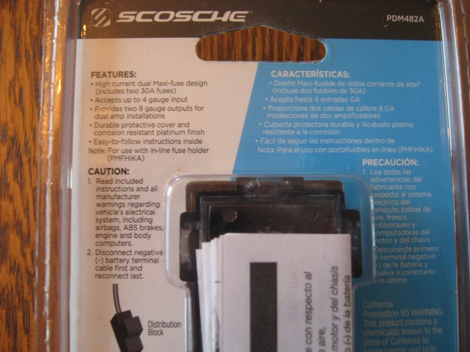 Scosche PDM482 Fused Distribution Block for Dual Amps, 2 Output, Platinum Finish - Image 3 of 4