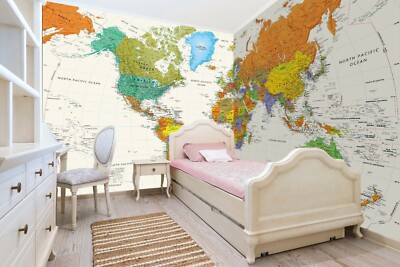 3D World Map ZHUA1668 Wallpaper Wall Murals Removable Self-adhesive Amy
