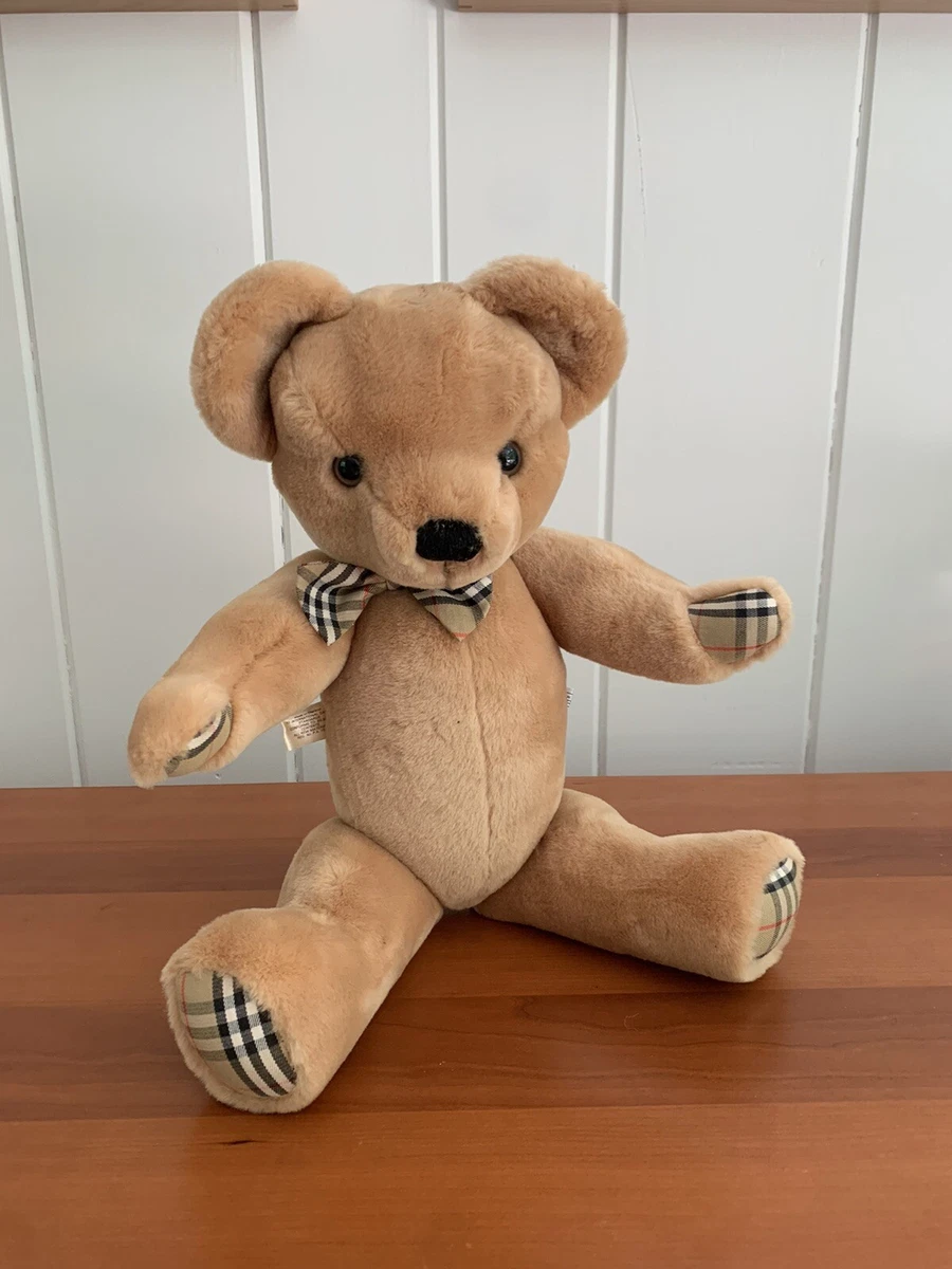 RARE Vintage Burberry Teddy Thomas Bear LARGE! 19” with Nova Check Bow tie