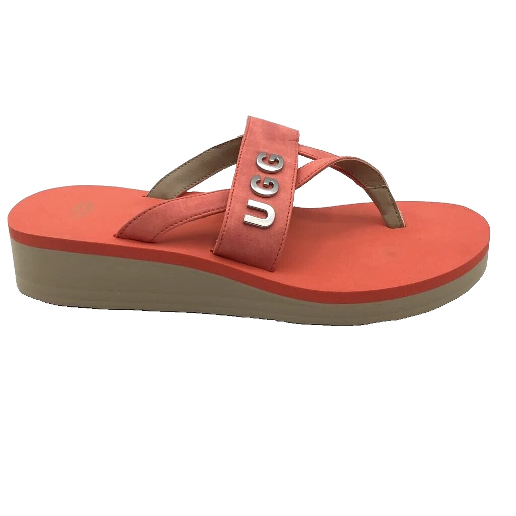 Sandali infradito Ugg Australia Luna logo charm zeppa rosa tacco grosso donna 9