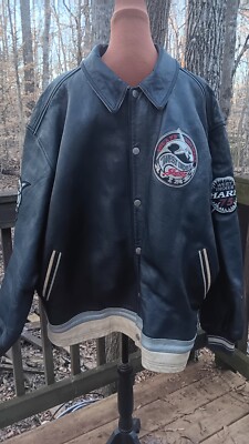 Vintage West Indies Sharks NYC Varsity Mens 5XL Leather Jacket, Chest 65''