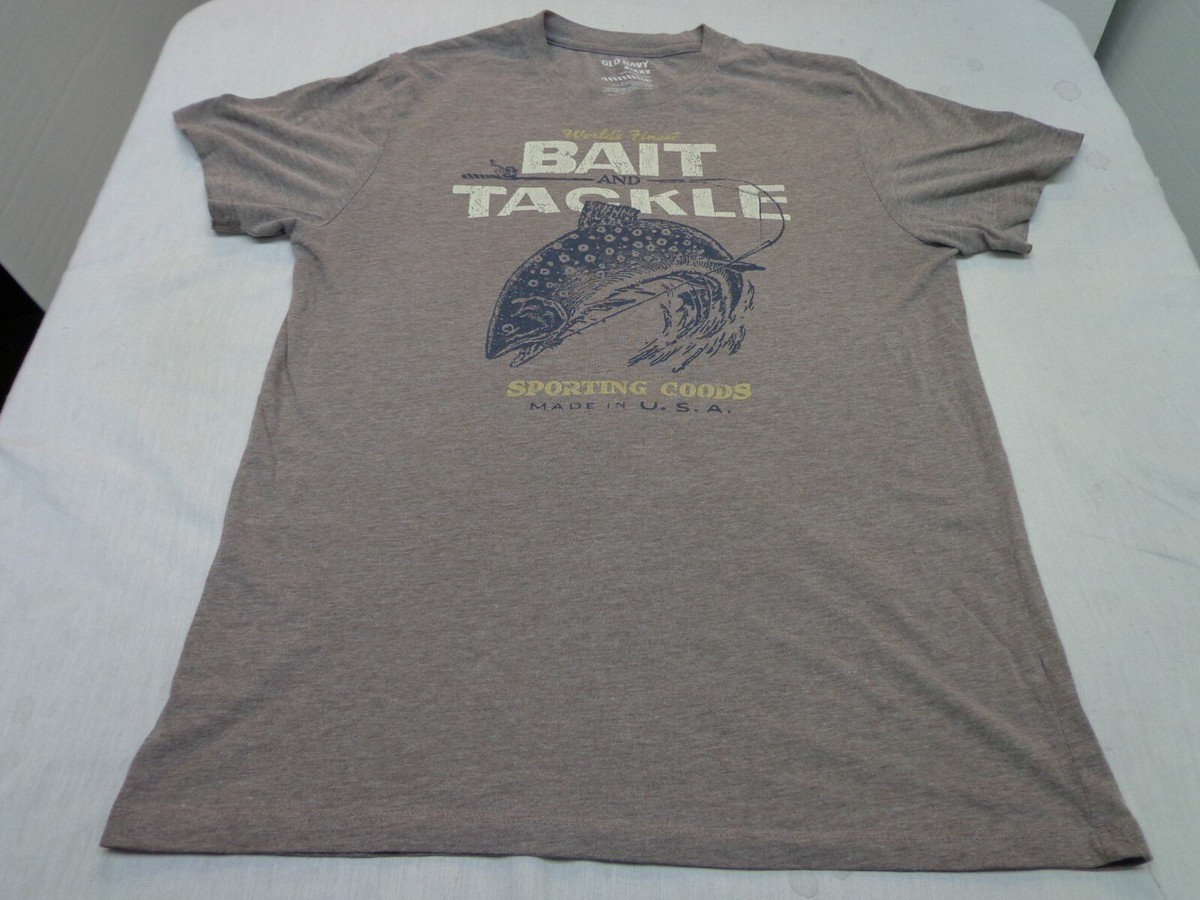 Worlds Finest Bait & Tackle Heather Brown Old Navy Brand T Shirt 