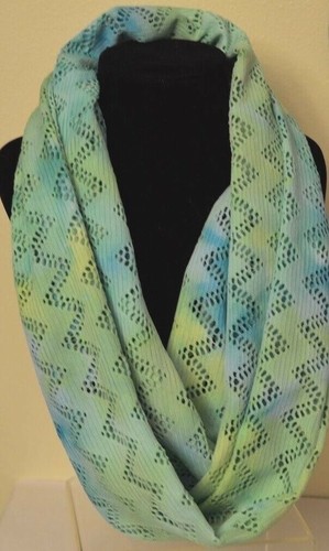 Women's Scarf Infinity New yellow green chevron knit handmade Loop Cowl stretchy