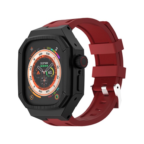 For Apple Watch Ultra 49mm Stainless Steel Case Rubber Bnad 9 8 7 6 SE 5 Mod Kit - Picture 33 of 43