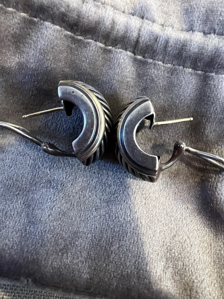 David Yurman Sterling/14k Designer Earrings - Image 4 of 4