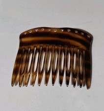 Vintage Made In France Tortoise Shell Rhinestone Embedded Hair Comb