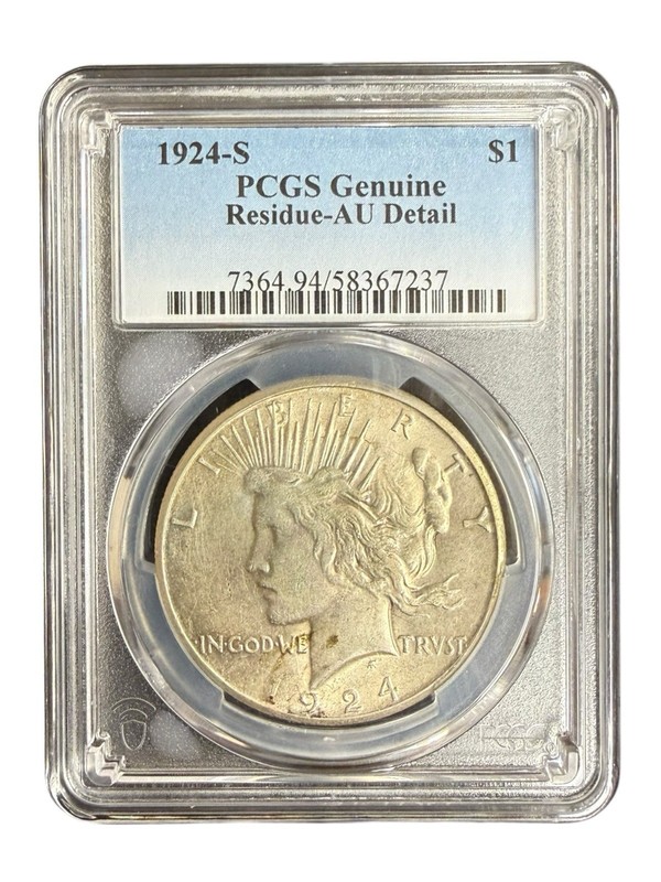 1924 S Peace Silver Dollar PCGS AU Details Tougher Date Peace
