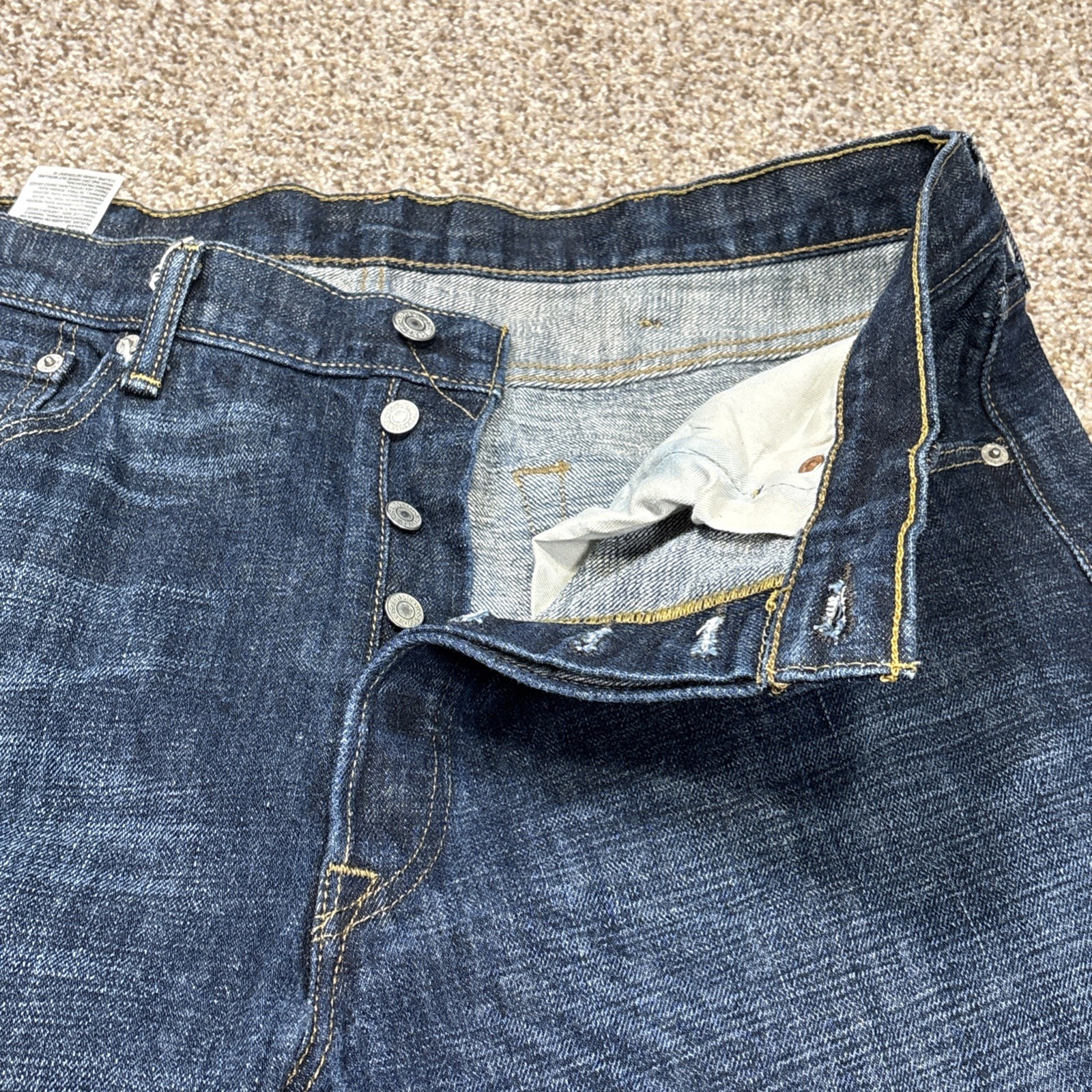Levis Strauss 501 38x32 Fits 35x30 Button Fly Blue Denim Cotton Jeans Pants - View 7