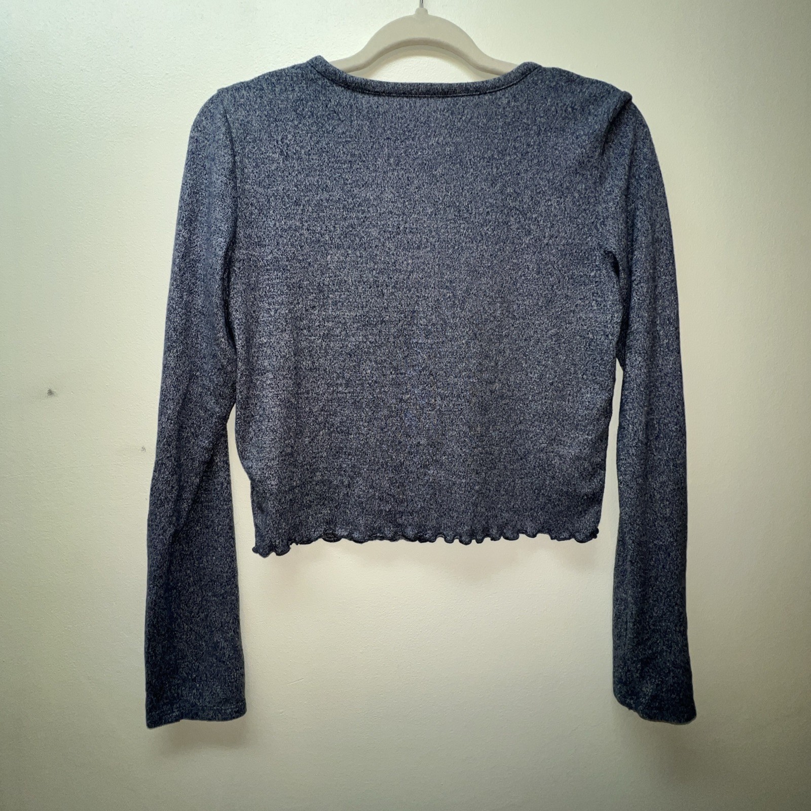 American Eagle Soft and Sexy Plush Womens Blue Cropped Cardigan Sweater Size S image 4
