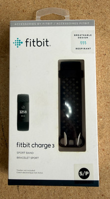 NEW Fitbit Charge 3 4 S/P Sport Band Breathable (Black) GENUINE in box