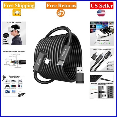 16FT Black USB-C Link Cable for Quest & Pico VR Headsets, High-Speed Data & C...