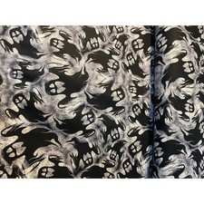 HALLOWEEN Black Gray Ghost Fabric BTHY Cotton Ghosts Ghouls Spooky OOP NOS Fall
