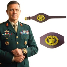 BRITISH Army Leather WRIST Rank Strap & RANK BADGES Warrant Officer Brass Fiting