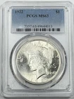 1922-P $1 Peace Dollar PCGS MS63 90% Silver Philadelphia US Coin - LUSTER!