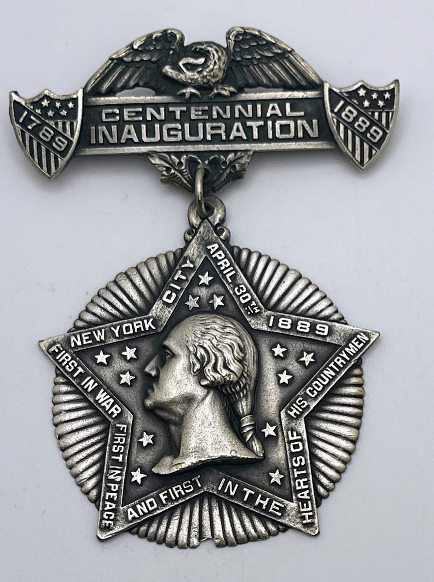 1889 George Washington Inauguration Centennial Medal / Pin XF
