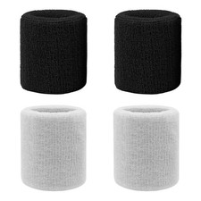 4 Pack 3 inch Wrist Sweatbands Tennis Wrist Bands Absorbent Sweat Band for Me...