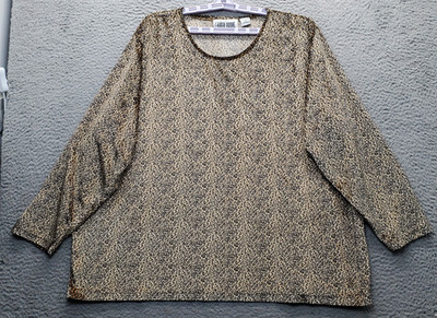 Lauren Brooke T-Shirt Women 3X Multi Leopard Print Velour Long Sleeve Round Neck