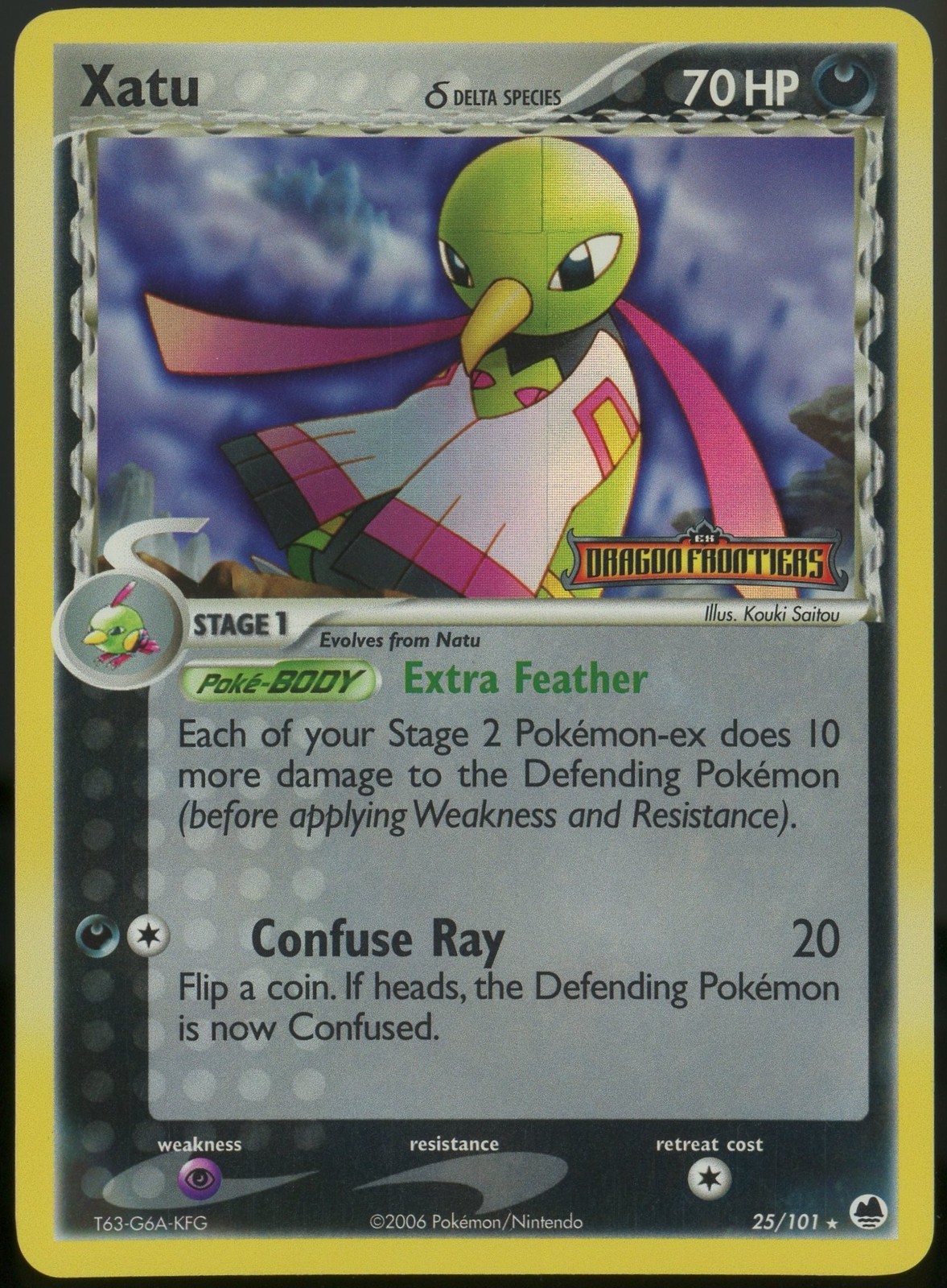 Pokemon Dragon Frontiers 25/101 Xatu Pokemon Card Reverse Holo Stamped