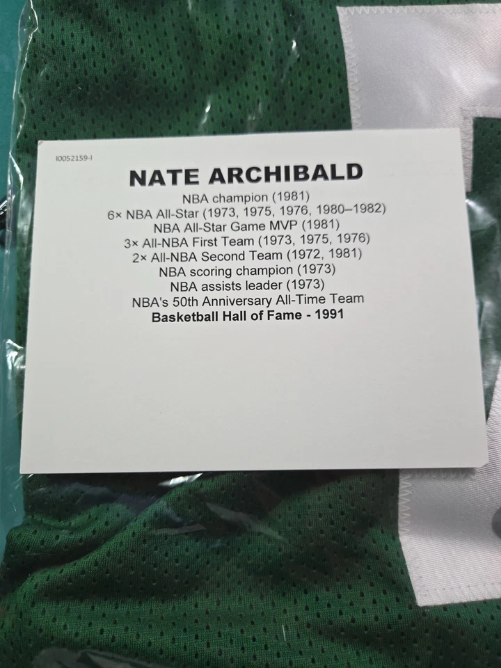 Camiseta Autografiada Nate Archibald Beckett Certificado de Autenticidad Boston Celtics Salón de la Fama 91 ¡Inscripción! Foto 4 de 4