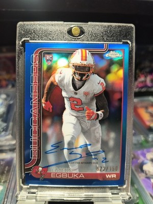 2025 EMEKA EGBUKA RC TOPPS CHROME BLUE REFRACTOR AUTO 72/150