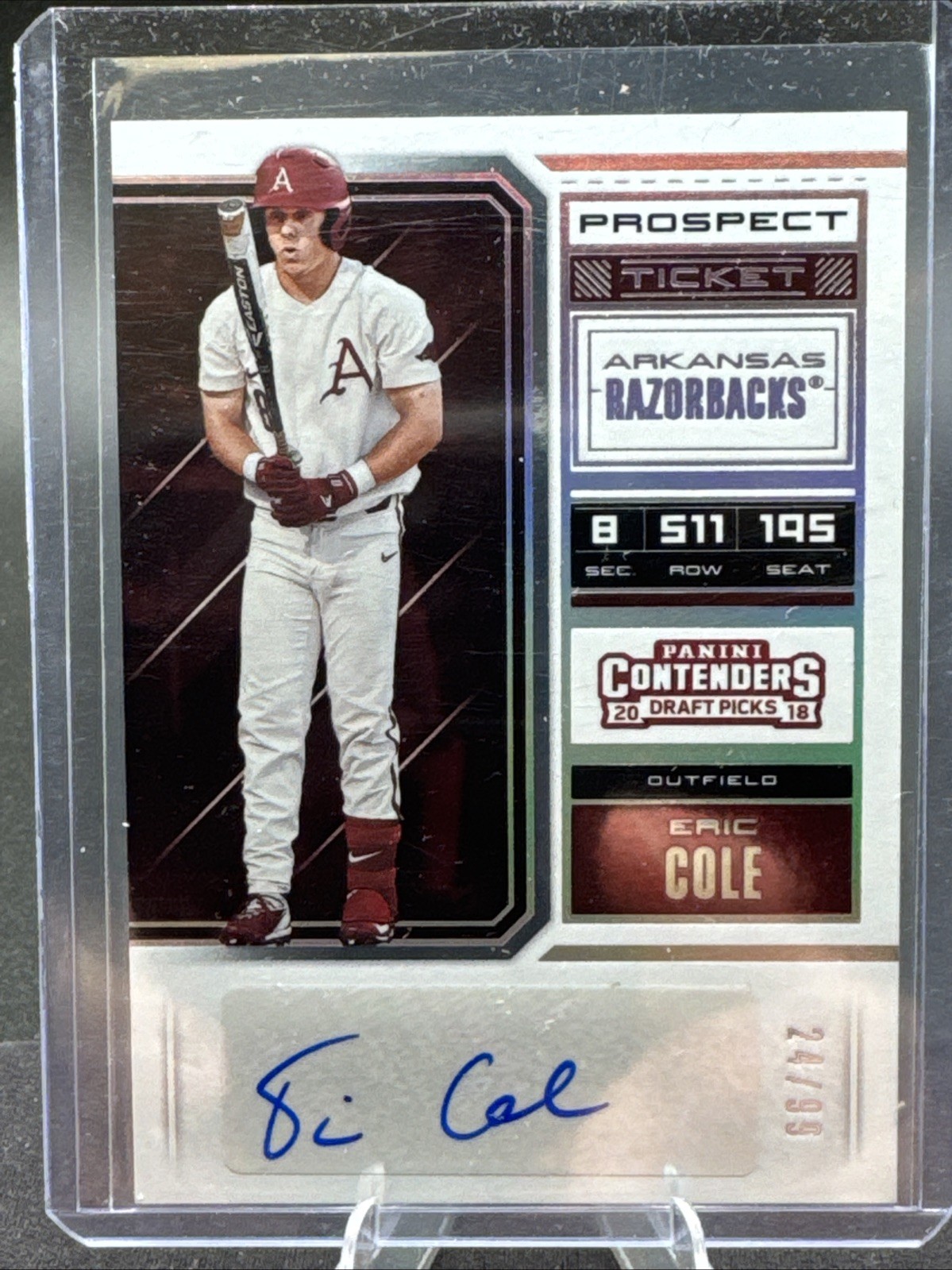 2018 Panini Contenders Draft Picks Prospect Ticket /99 Eric Cole #33 Auto