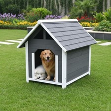 Hundehaus Hundehütte Hundehöhle Haustierhütte 95CM Grau Hundekäfig Holz 