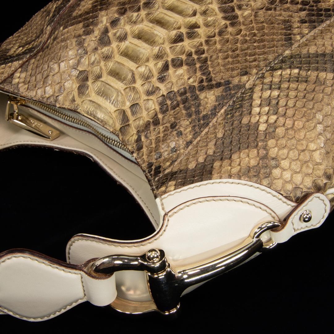 GUCCI Python Leather Horsebit Shoulder Bag Gold A… - image 5