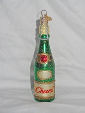 Old World Christmas Champagne Bottle Cheers Glass Tree Ornament 4.75 Inches