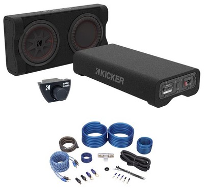 Kicker 51PTRTP10 TRTP 10'' 500w Active Down-Fire Subwoofer+Enclosure Box+Wire Kit