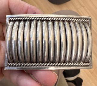 Nice! Vtg. Navajo Southwestern Sterling Silver Belt Buckle Signed TC