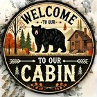 Cabin Tin Metal Sign Wall Decor Vintage Welcome to Our Cabin 8x8