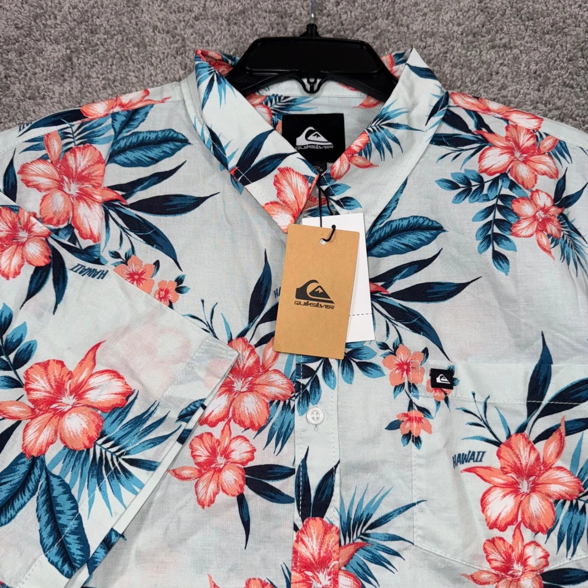 Quiksilver Mens Choppa Short Sleeve Turquoise Shirts Size X Quiksilver Mens Choppa Short Sleeve Turquoise Shirts Size X
