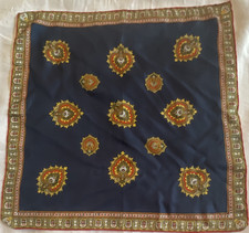 Dumont Womens Silk Satin Square Scarf Navy Re...
