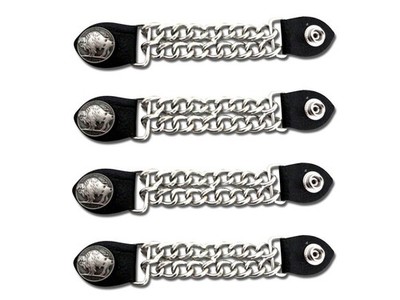 SUKHE WEARS 4 Bull Head Snaps Leder Biker Weste-Extender Schwarz One Size Unisex